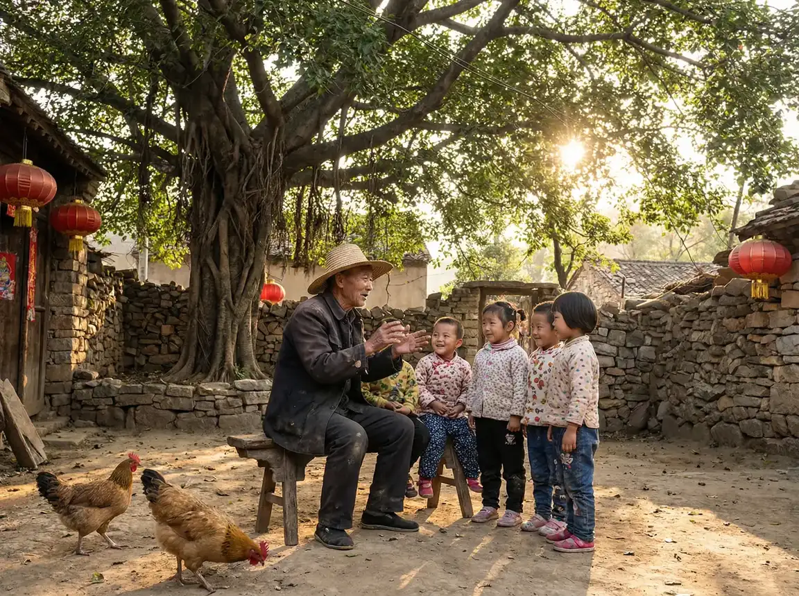 老人在大榕树下给孩子们讲故事 - 国色天香免费高清在线观看 乡村记忆